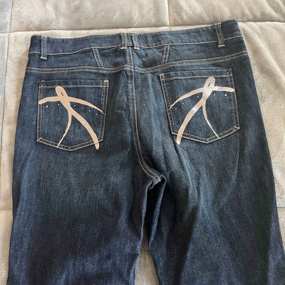 New York & Company Blue Flare Wide Leg Jeans - Picture 2 of 6